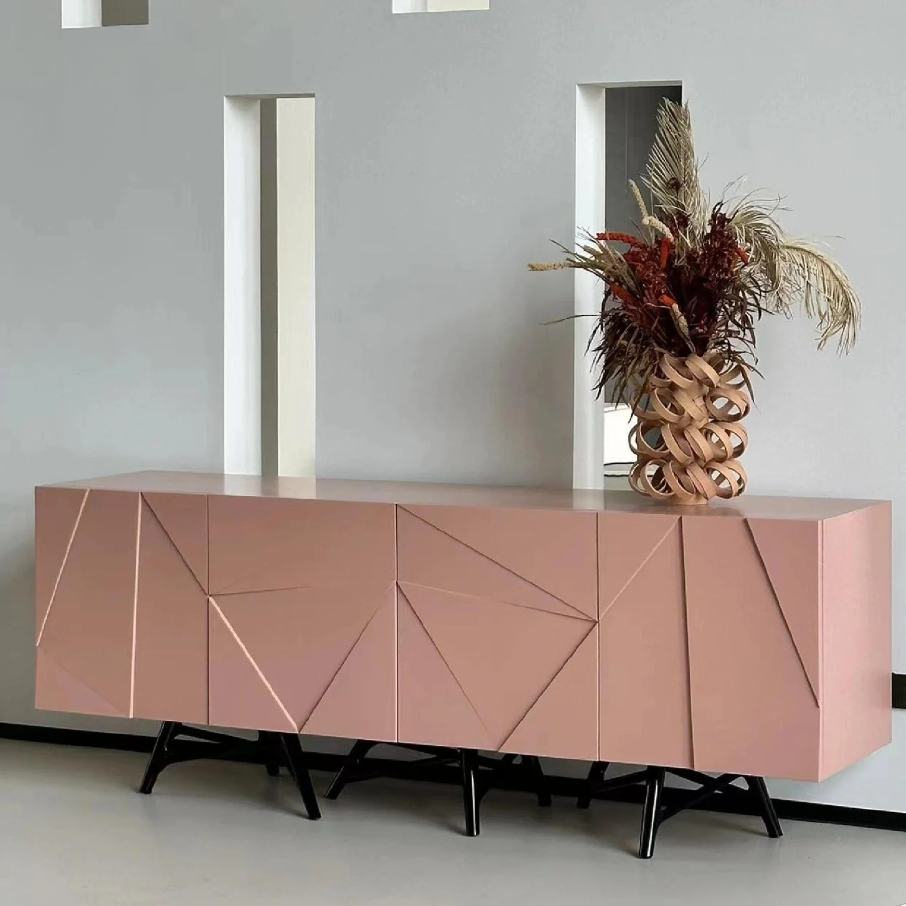 Italian light luxury geometric, gallery cabinet polygon paint decorative sideboard