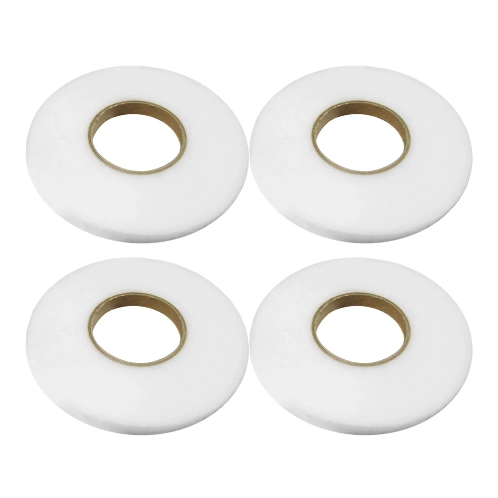 

4 Rolls Double Sided Tape Adhesive Lining Strip for Clothing Accessories Non Woven White Iron Durability Powerful Bonding