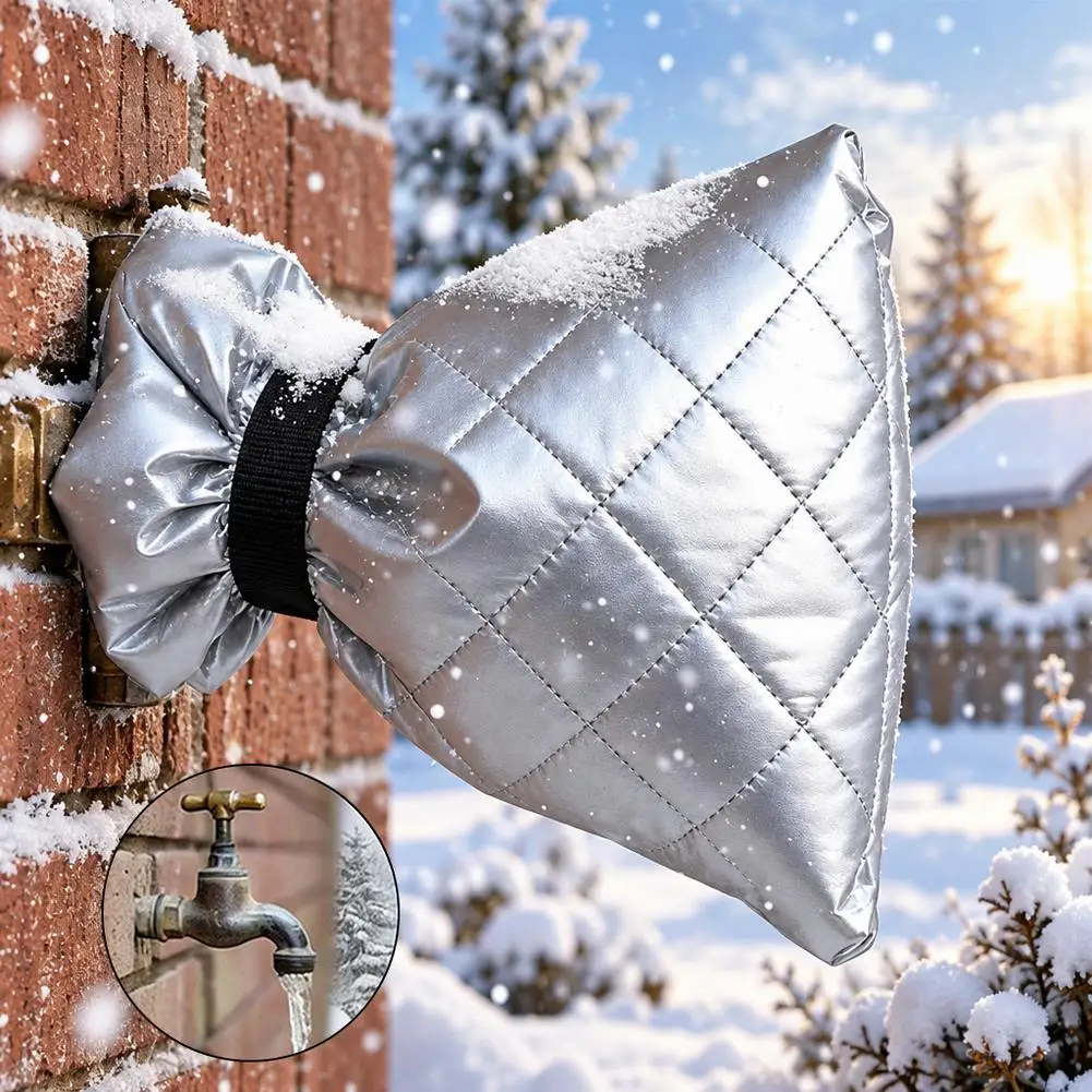 2Pcs Outdoor Faucet Cover Anti-freezing Thermal Insulation Winter Freeze Protection Faucet Protector Reflective Leather Cover