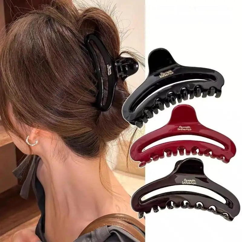 Hot French Acetate Letter Gold Label Hollow Shark Clamp Women's Hair Accessories Elegance Hair Clip Stylish Hair Accessories