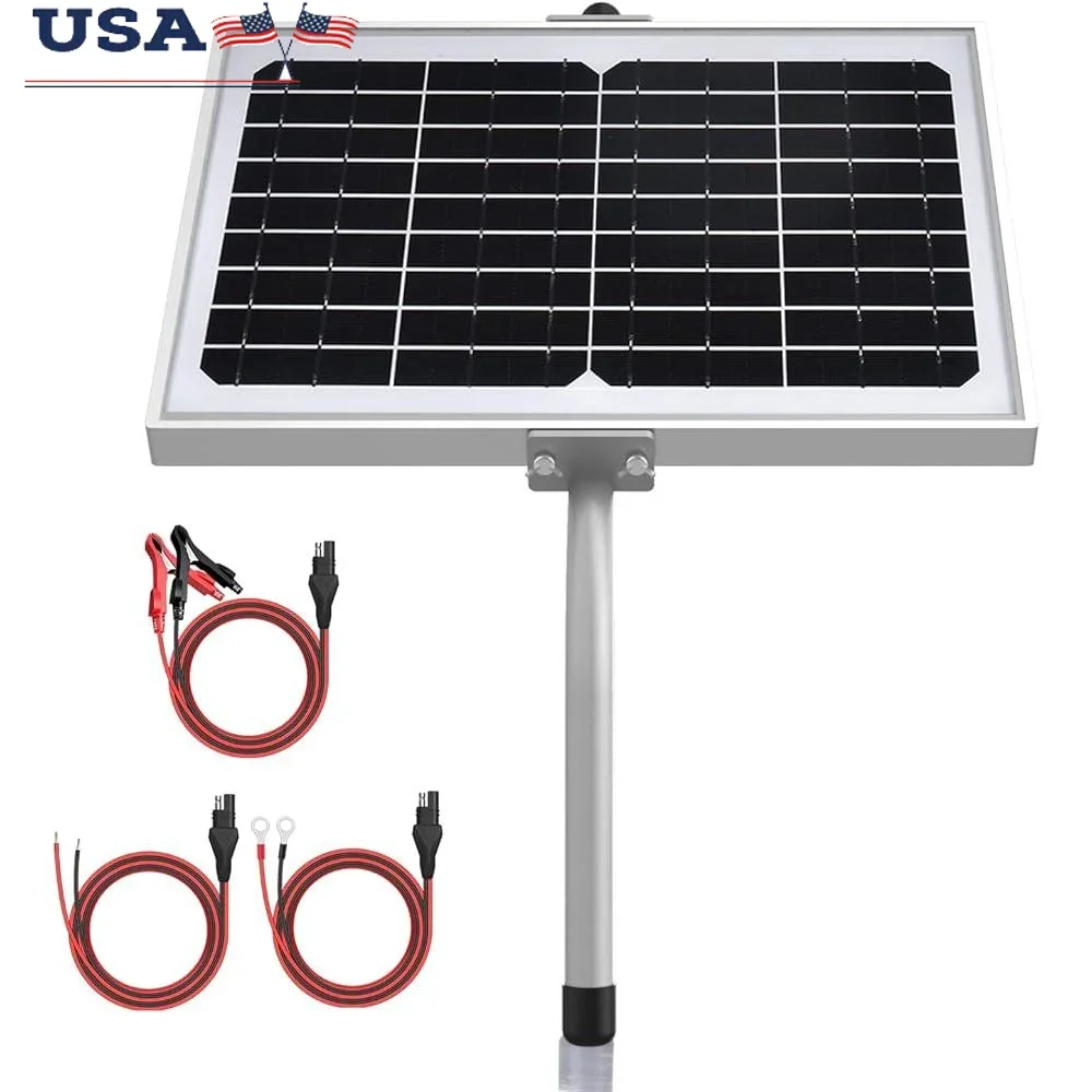 

12V Solar Battery Trickle Charger MPPT Charge Controller Waterproof with Adjustable Mount Bracket Car Marine RV Motorcycle ATV