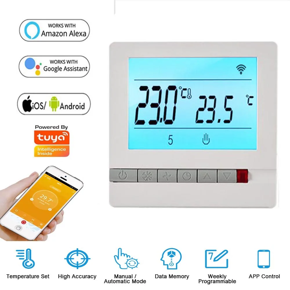 Tuya WiFi Smart Thermostat, Electric Floor Heating Water/Gas Boiler Temperature Remote Controller for Google Home, Alexa