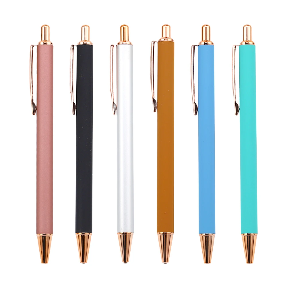 1PCS/6 PCS Presse Kugelschreiber Luxus Matt Metall Schreibwaren Schule Bürobedarf Spinning Stifte