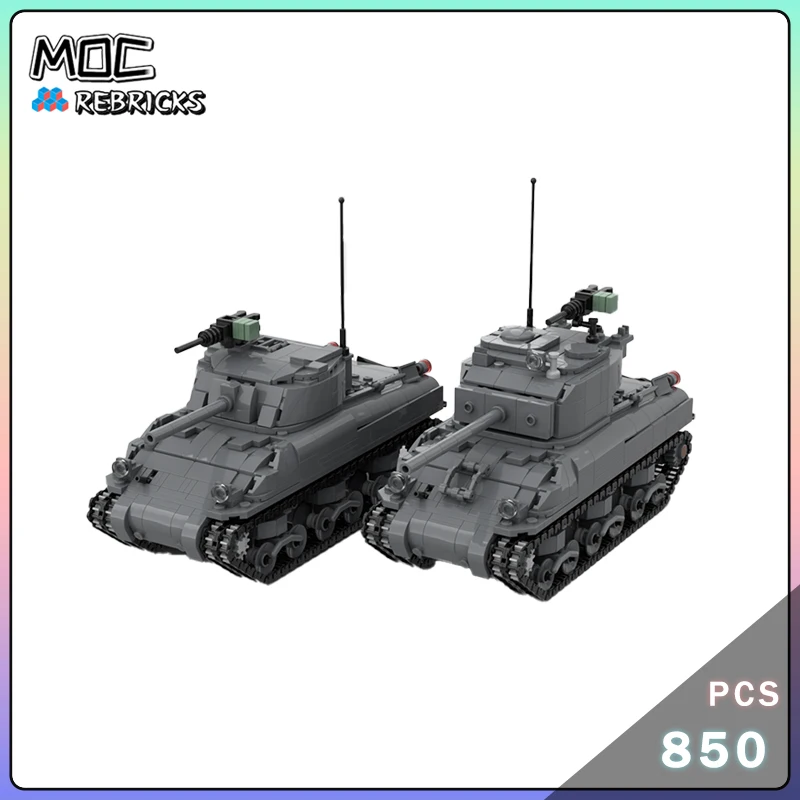 

MOC Military Series Sherman M4A1 Mobile Vehicle Firepower Weapon Building Block Model Originality Bricks Set DIY Toys Xmas Gift