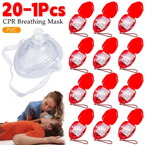 Mascarilla de emergencia CPR con válvula unidireccional, mascarilla de rescate para el aliento bucal, botiquines de primeros auxilios, mascarillas de respiración Artificial reutilizables, 10-1 Uds.