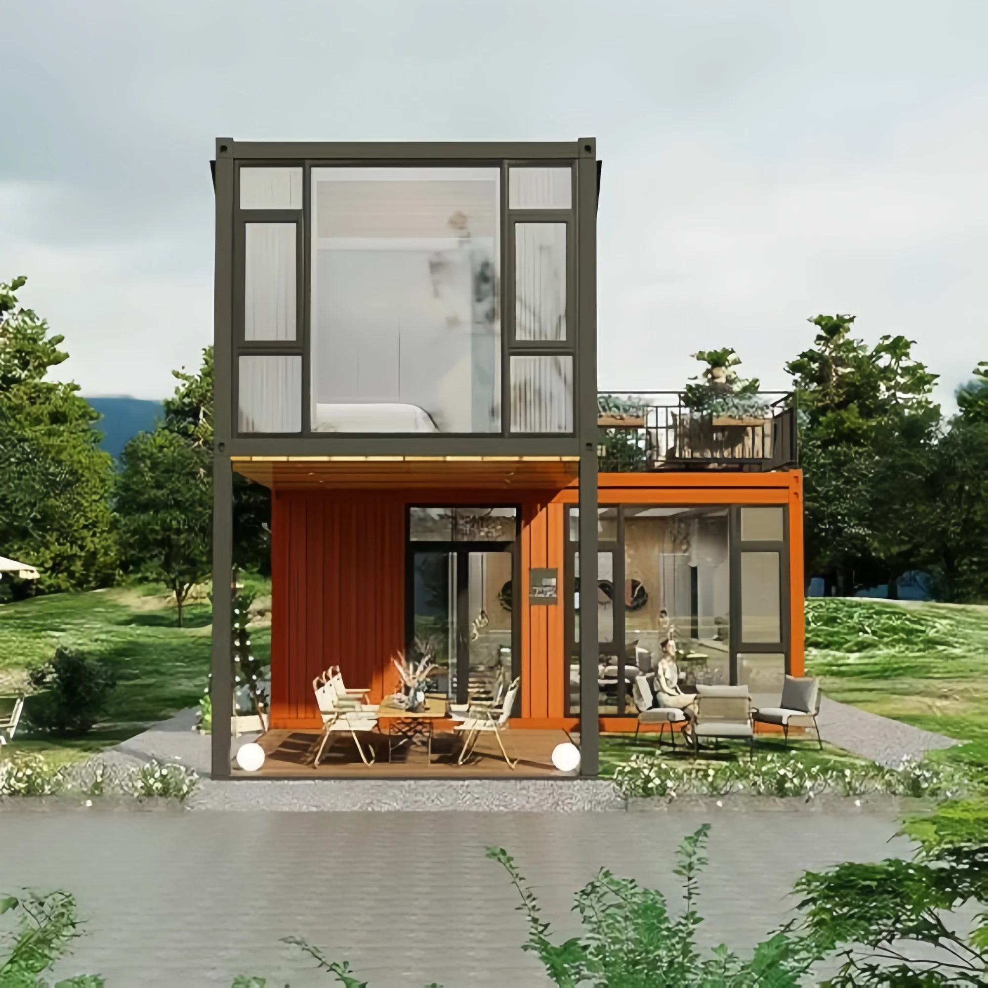 40FT توسيع وحدات الحاويات الجاهزة غرفة ساندويتش لوحة تقديم الطعام المطبخ المنزلي للاستخدام المنزل أو فيلا