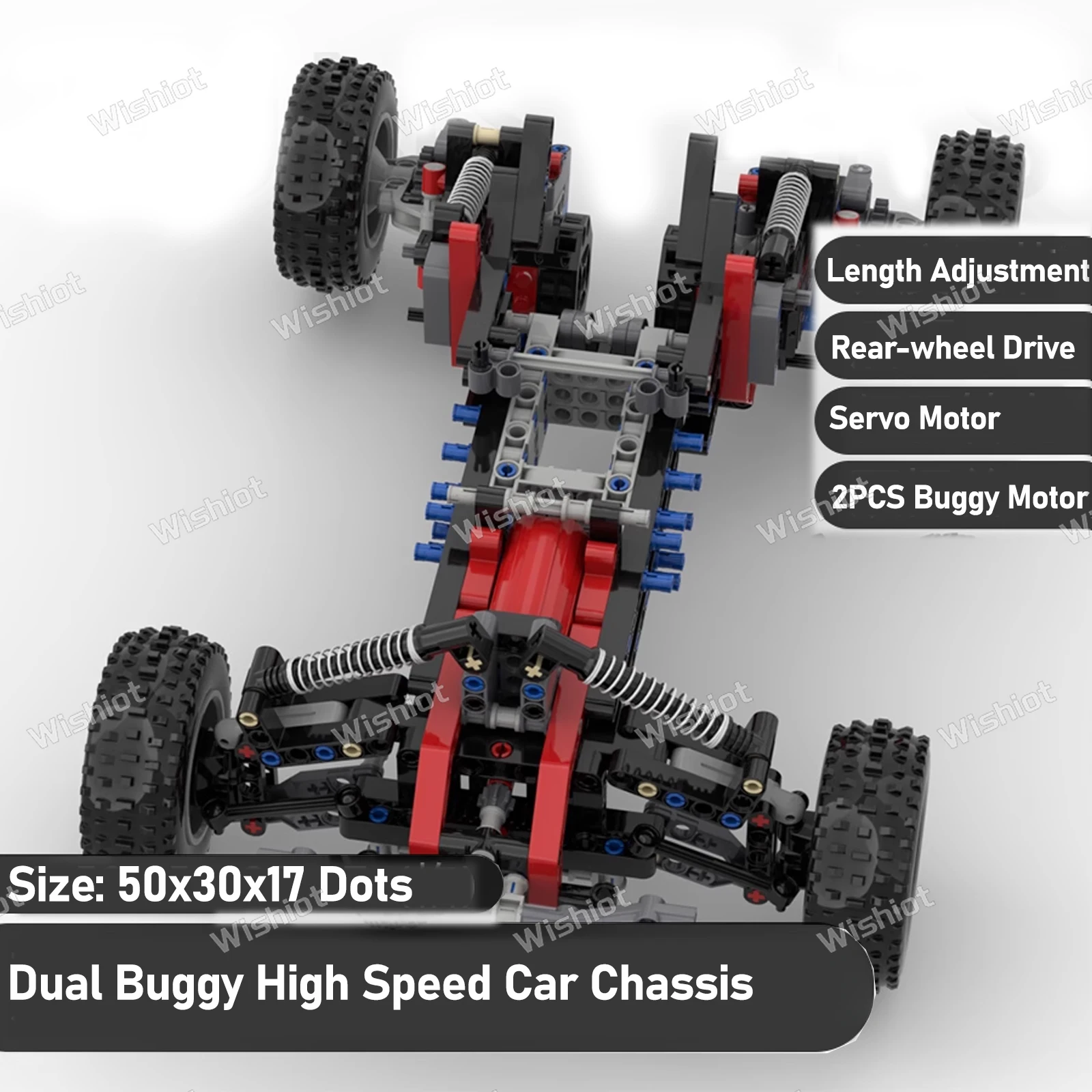 MOC Building Blocks Dual Buggy Motor High Speed Rear Drive Car Chassis Tail-swinging Suspension Independent Shock Axle Toy Gift