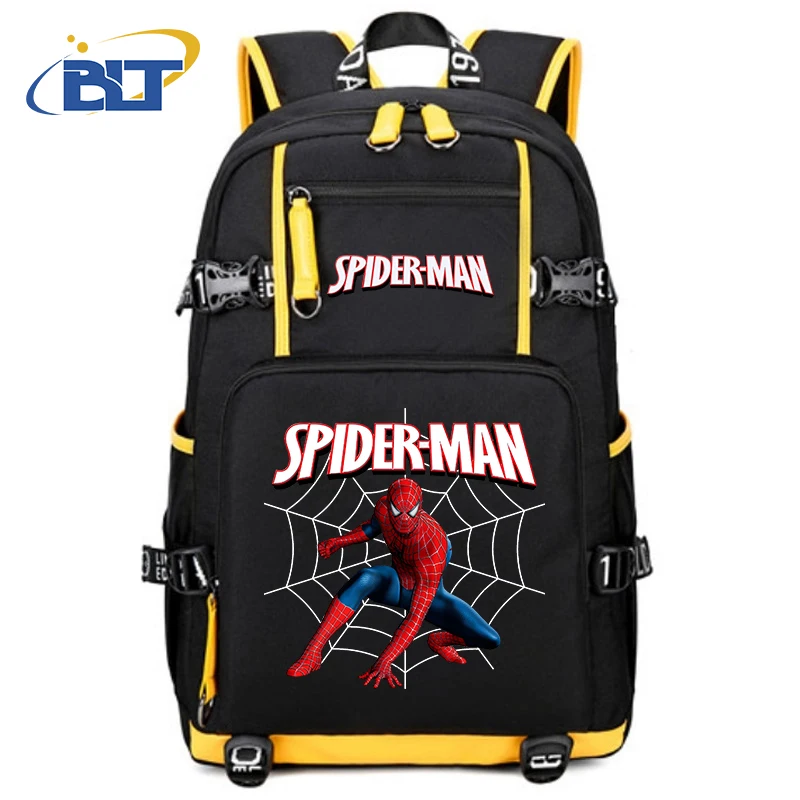 Spiderman print kids backpack teenagers schoolbag large capacity travel bag for boys and girls