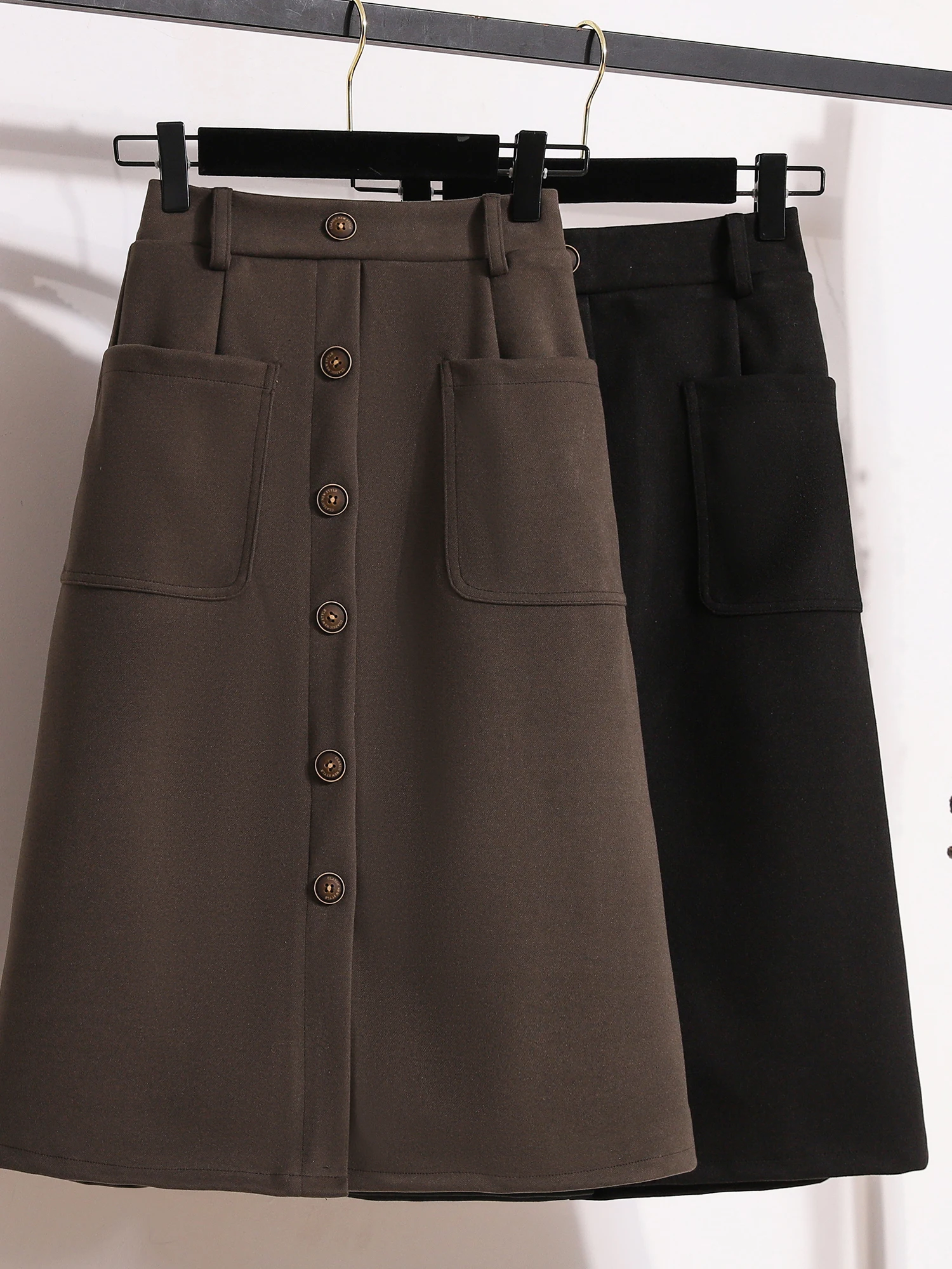 Authentic Thickened Woolen Half Skirt with Elastic Waist Simple Base Layer Skirt for plus Size Women Autumn New Style Casual ...