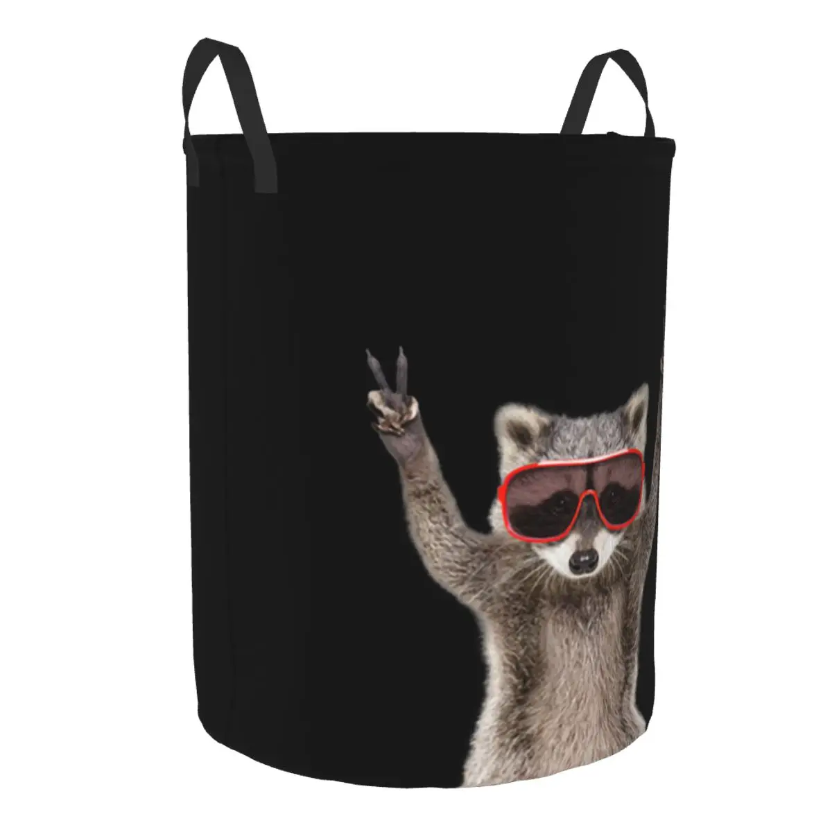 Funny Raccoon Laundry Hamper Large Storage Basket American Flag Animals Kids Nursery Toy Organizer