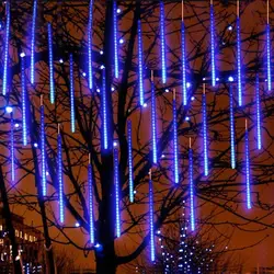 LED Meteor Shower Light 8 Tubes Christmas Decorative Lamp for New Year Garden Tree Wedding Party Holiday Decoration US/EU Plug