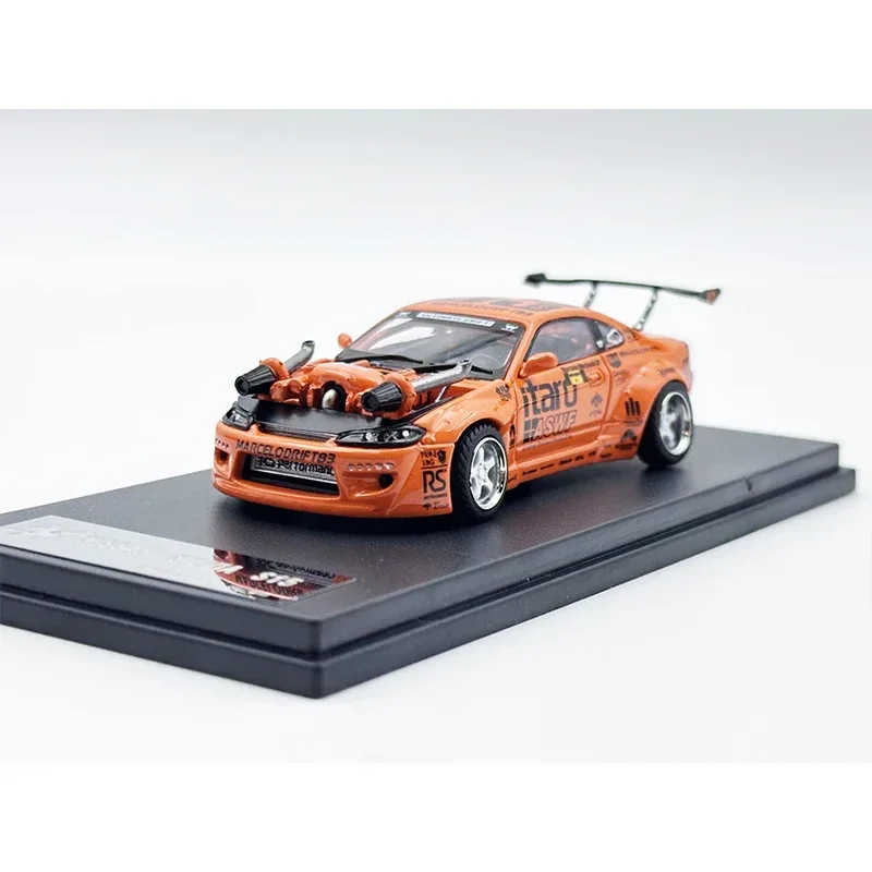 YS In Stock 1:64 Silvia S15 Marcelo Drift Cayenne V8 Engine Diecast Diorama Car Model Collection Miniature Toys
