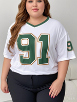 Plus Size Curve Fashion Women Short Sleeve T-Shirt No.91 Summer Activewear T-Shirts Breathable Plus Size Outfits T-Shirts