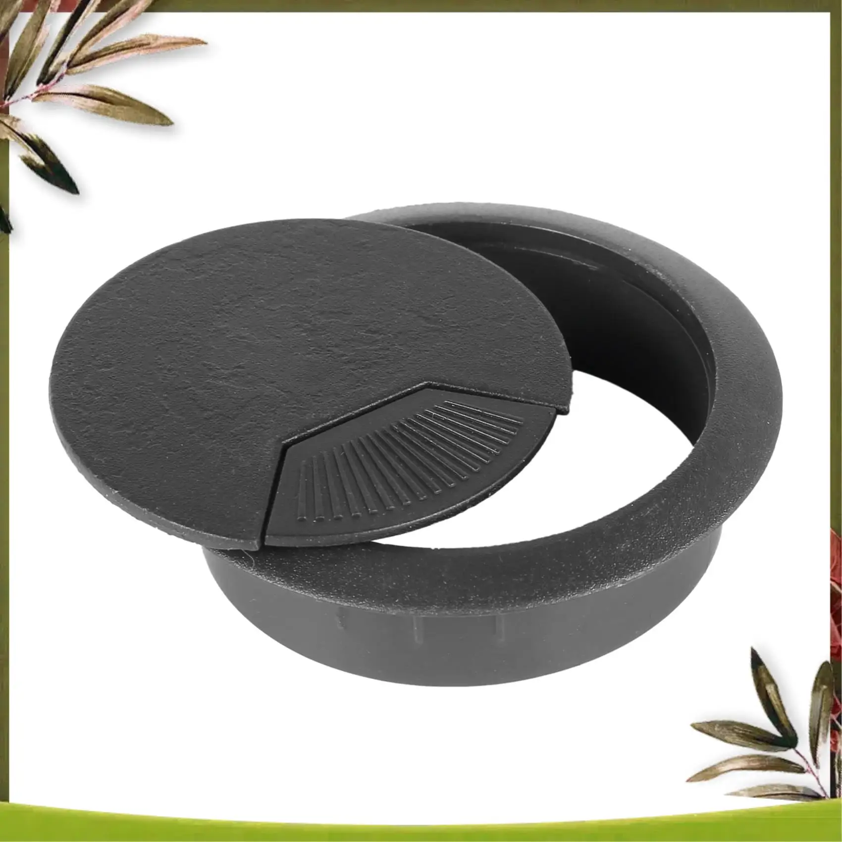 Neu: 5 Stück schwarze runde Kunststoff-Kabellochabdeckungen mit 70 mm Durchmesser für Computertisch