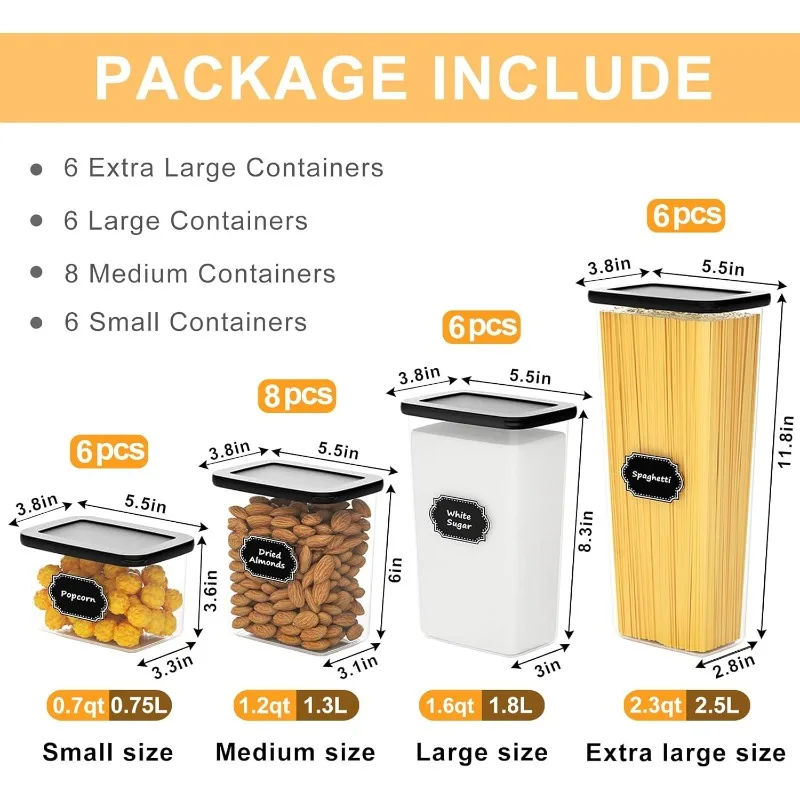 Airtight Food Storage Containers with Lids 26 Pack, kitchen Storage Containers, Kitchen and Pantry Organization Set