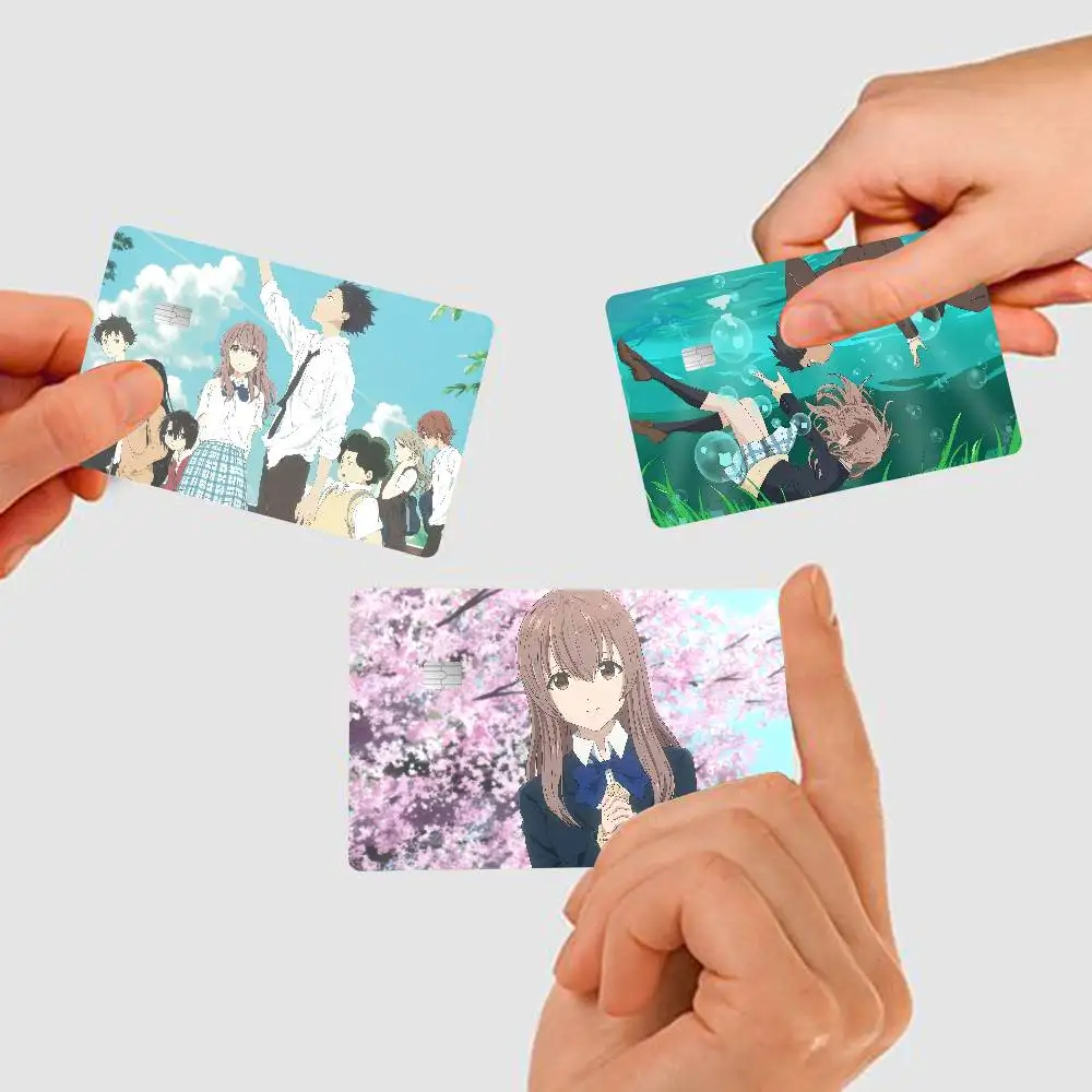 Anime A-A Silent Voice 1 Set Of 4 Pcs Sticker Film Skin Cover Case For Small Large No Chip Debit Credit Card Front Side