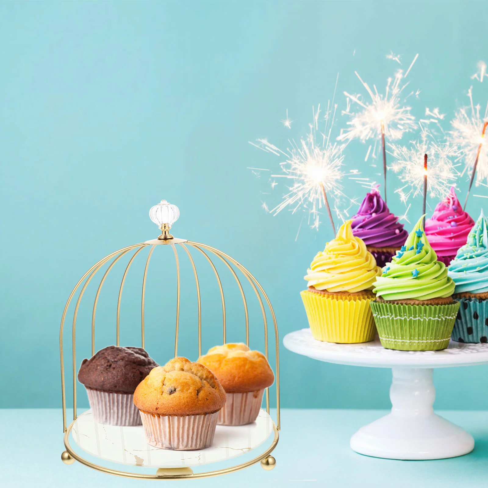 

Accessories Cake Dessert Stand Food Platters Bird Cage Glass Cupcake Offering Shelf