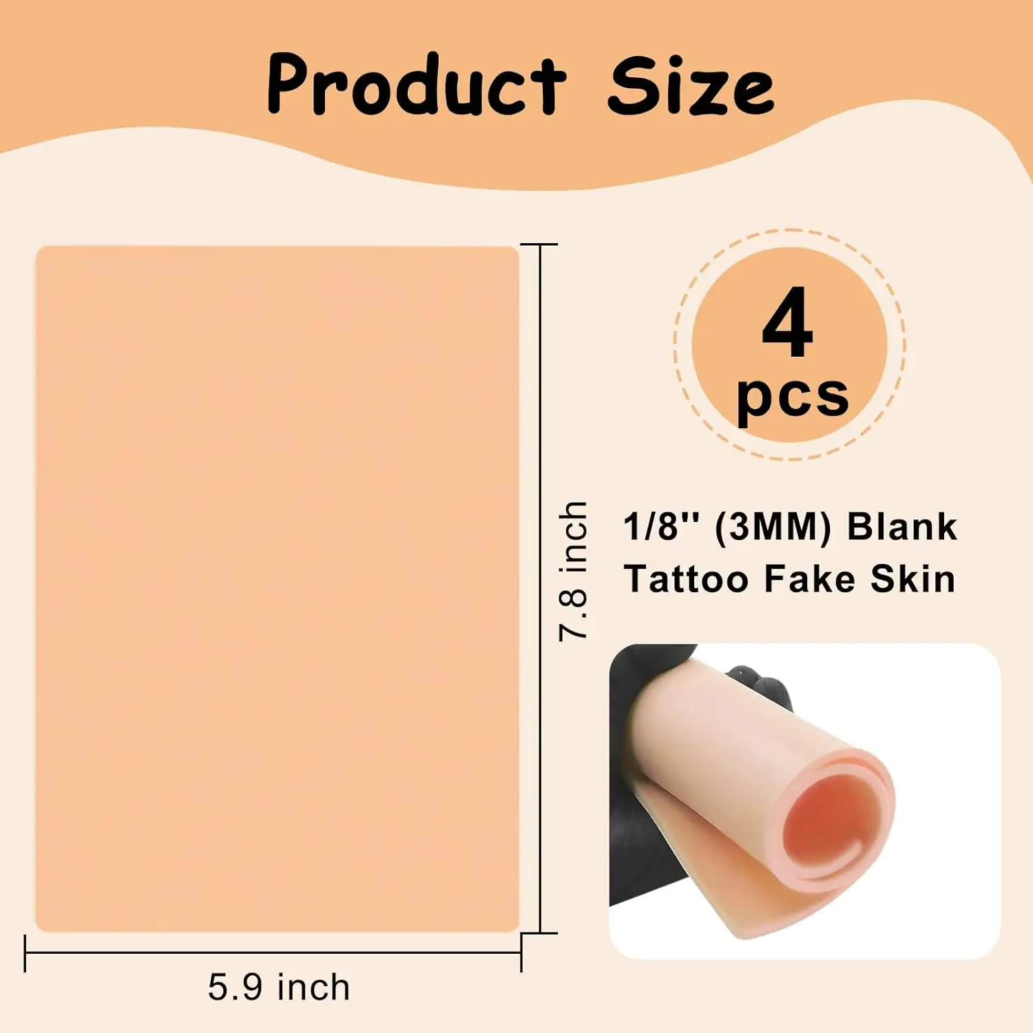 3/5/10/15pcs Thick Tattoo Practice Skin 3MM Blank Double Sides Big Size Tattoo Practice Fake Skin for Permanent Makeup