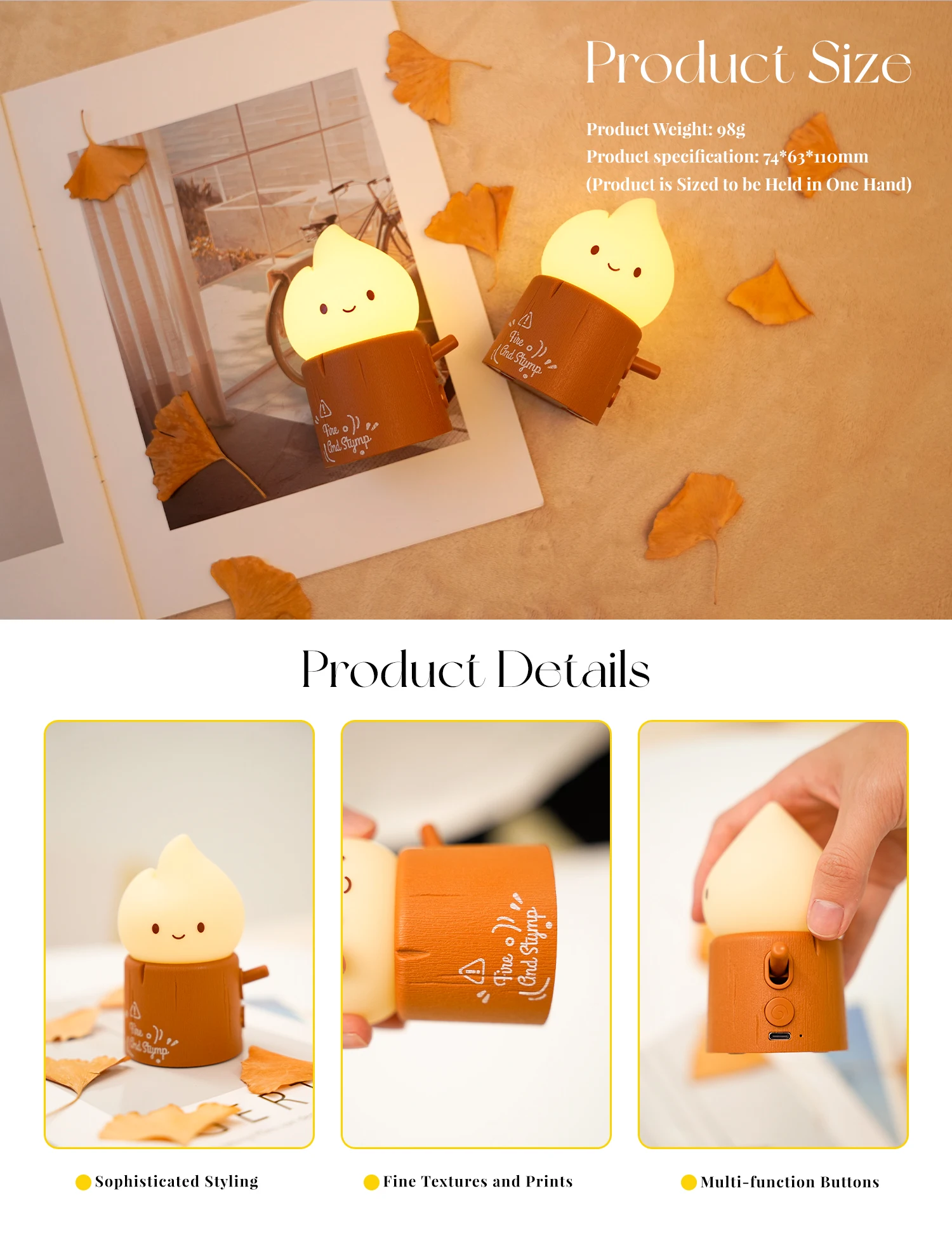LED Night Light Cute Flameless Candle Light with Two Modes USB Rechargeable Dimmable Camping Light For Bedroom Decor 