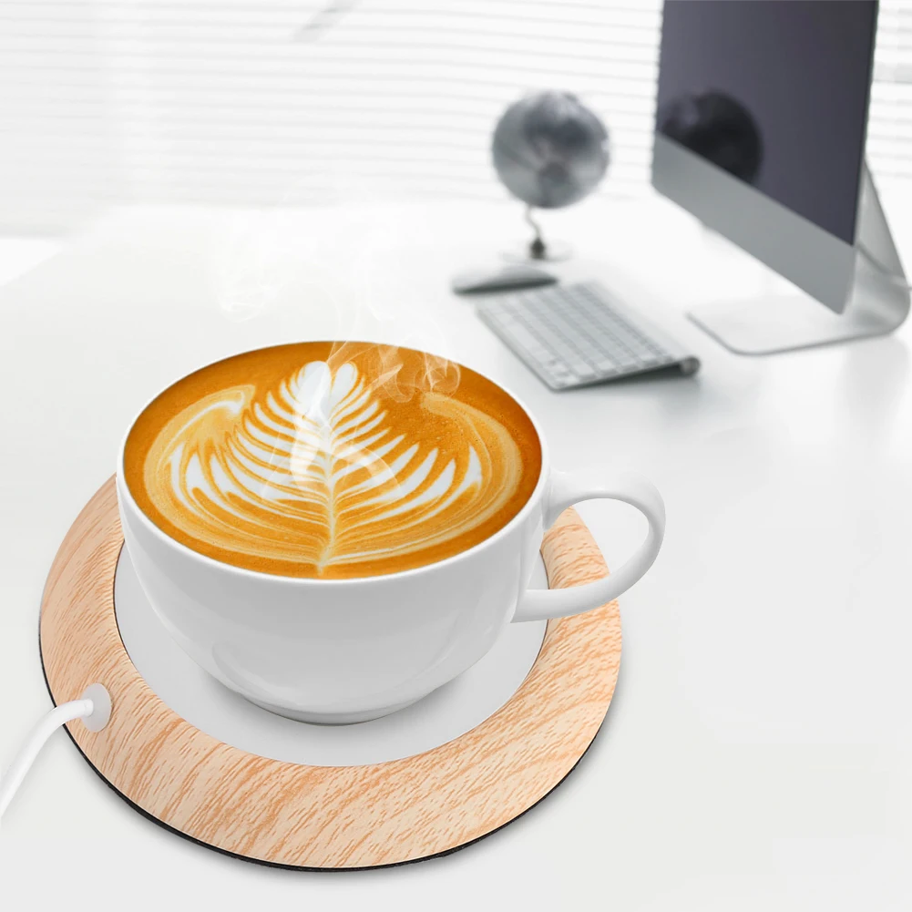 

Coaster Warmer USB Wood Grain Coffee Warmer Hot Drinks Heated Coaster Tool Simple/Durable For All Types Of Hot Drinks