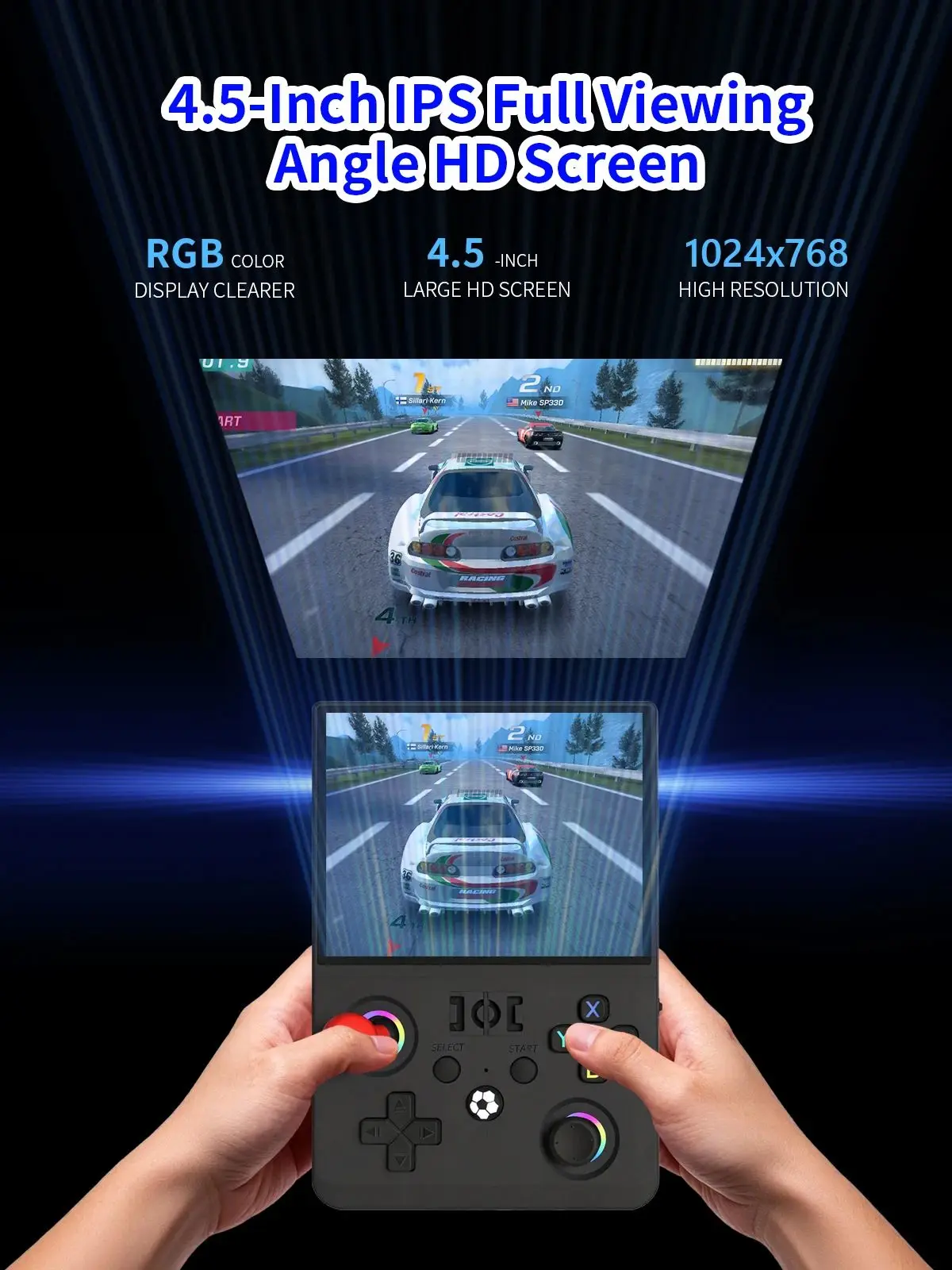 2026 Verbesserte R36MAX2 Retro Handheld-Spielkonsole 4,5 Zoll HD-Bildschirm 1024*768 Open Source Tragbarer Taschen-Videospiel-Player