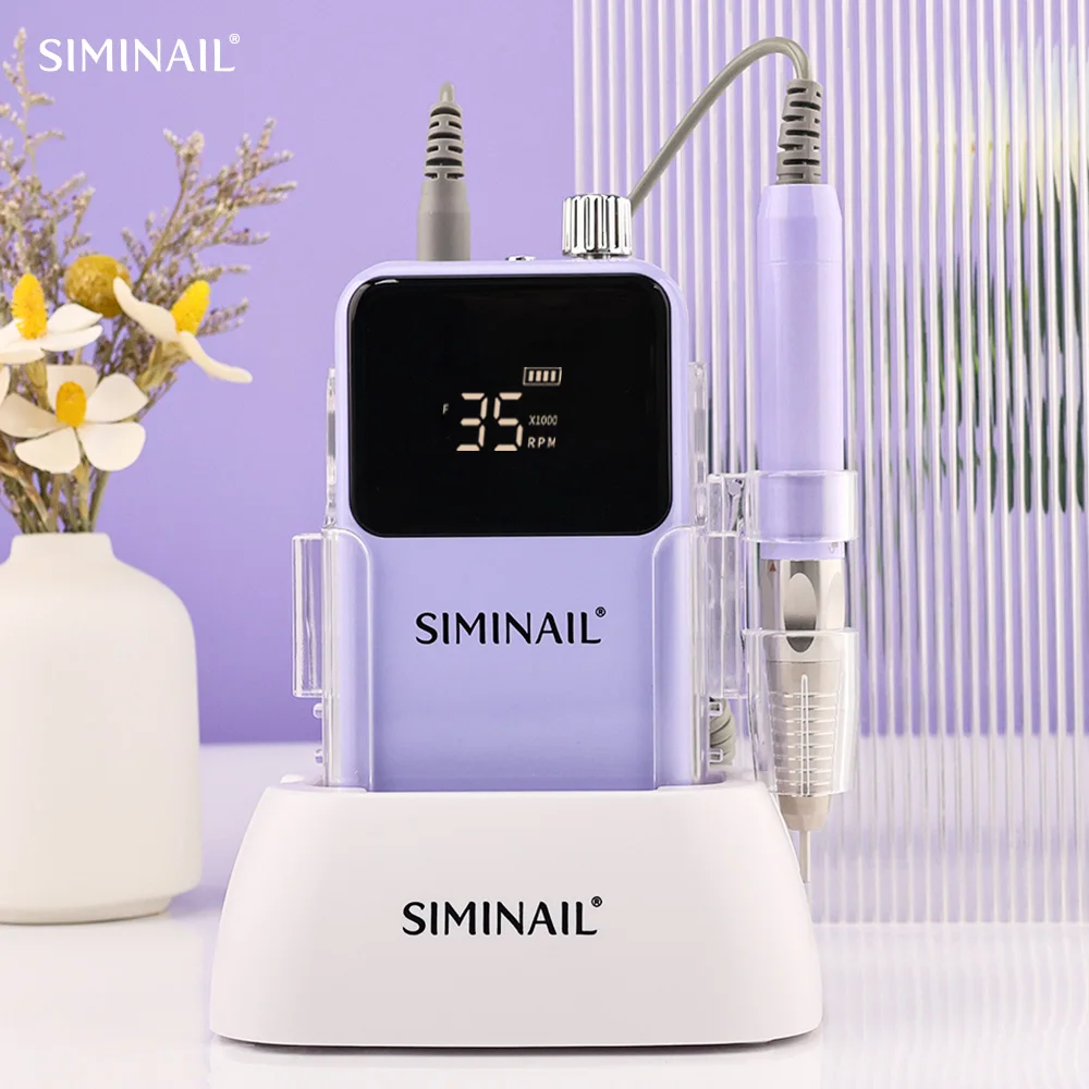 SIMINAIL Electric Brushless Nail Drill Wireless Portable 35000RPM Nail File Manicure 85W Cordless Drilling Machine Polisher