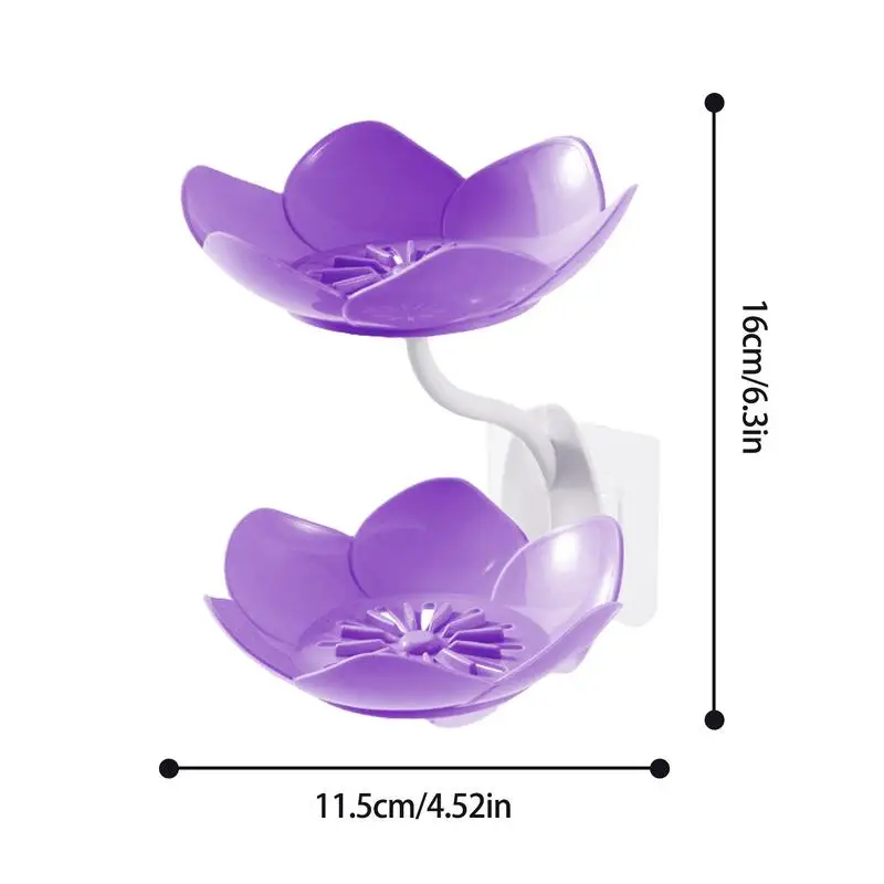 Double Soap Bar Holder No Punching Shower Soap Storage Holder Flowers Shape Wall Mounted Bathroom Soap Dishes For Shower Bath