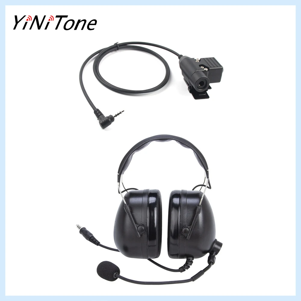 

Universal Aviation Pilot Headphone Two Way Radio Headset Microphone with U94 PTT Adapter for VERTEX VX-5R VX-3R Retevis RT40 RB1