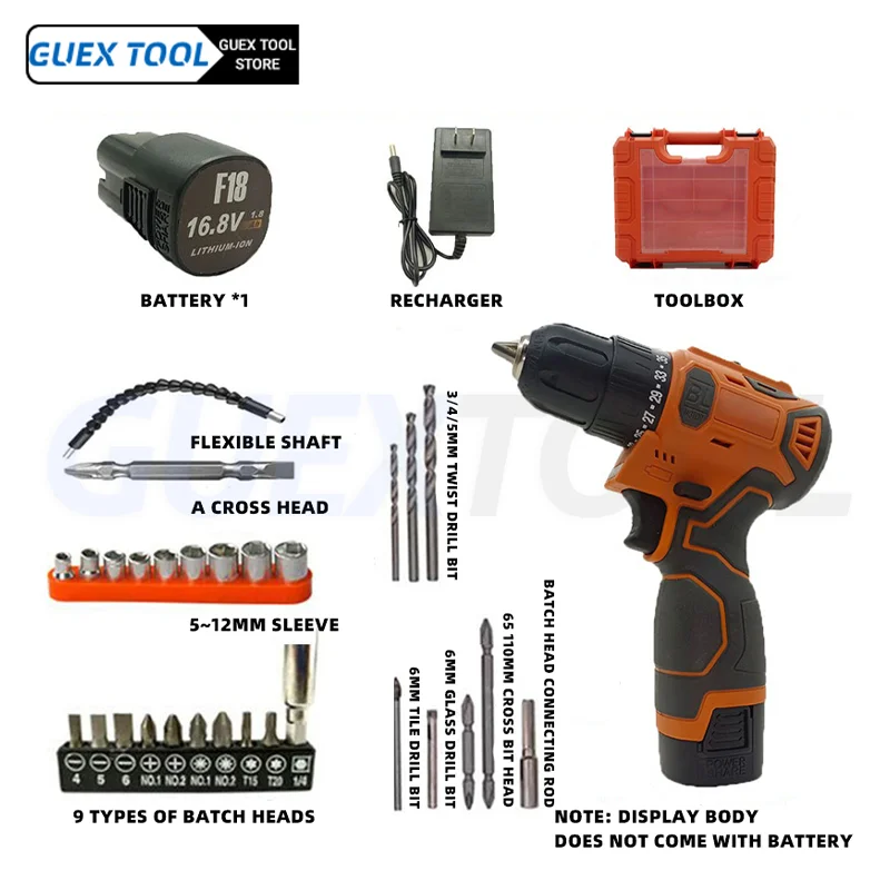 

16.8V Screwdrivers Cordless Electric Drill Wireless Screwdriver Portable Cordless Power Drill Set Multi-function Electric Tools