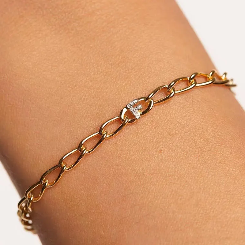 925 Sterling Silver Letter Bracelet Personality Charm Simple Name Initials Bracelet Birthday Gift for Women's Exquisite Jewelry