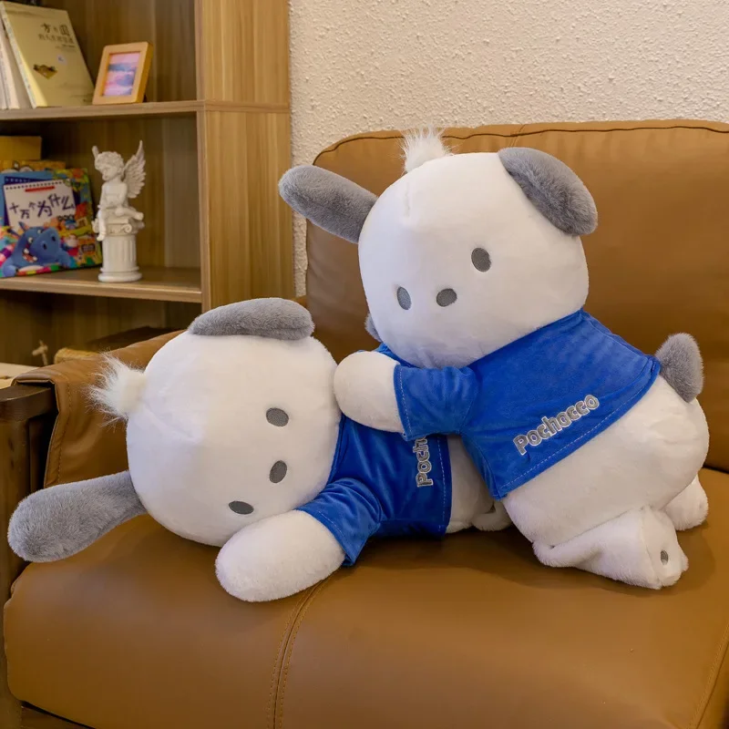 

50 см плюшевая кукла Sanrio, милые лежачие плюшевые игрушки Pochacco, кавайные мягкие игрушки для собак, высококачественные подарки на день рождения для детей и девочек