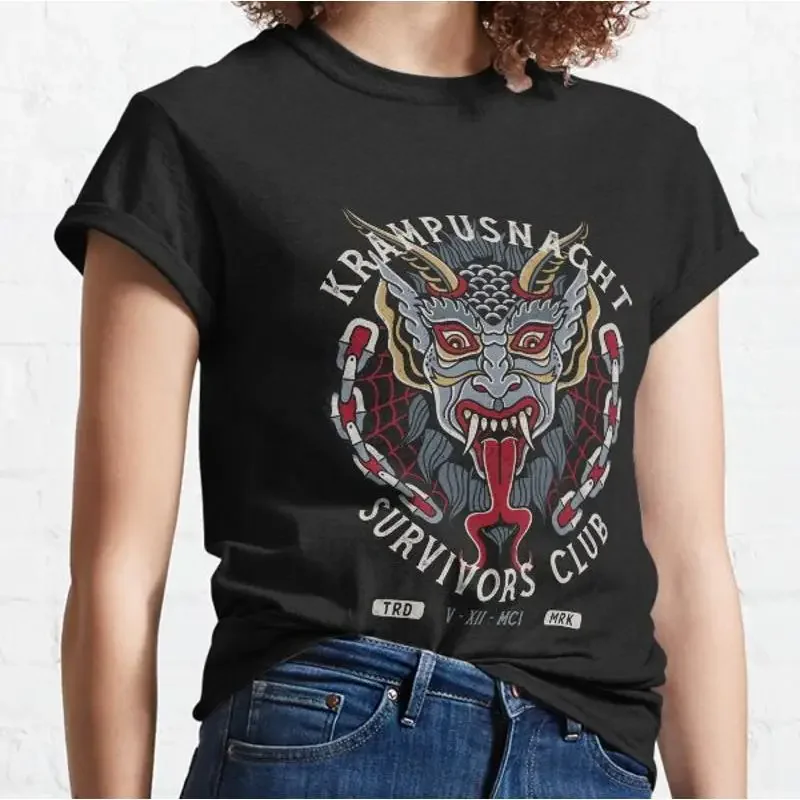 Krampus Survivors Club Creepy Tattoo Style Christmas Holiday Design Classic T shirt