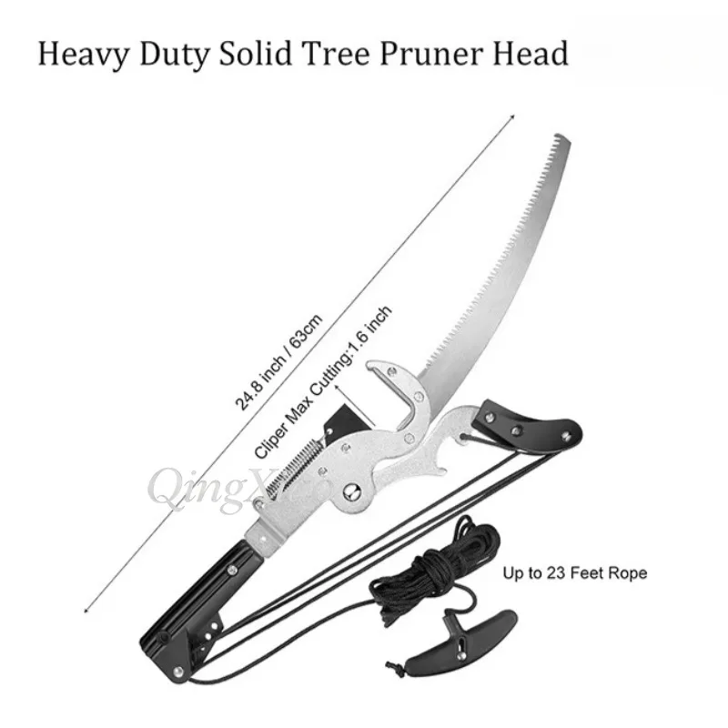 Telescopic High Branch Pruner, Manual Tree Cutting Tool, Saw & Shear 2 in 1, SK5 Steel Blade for Garden Trimming