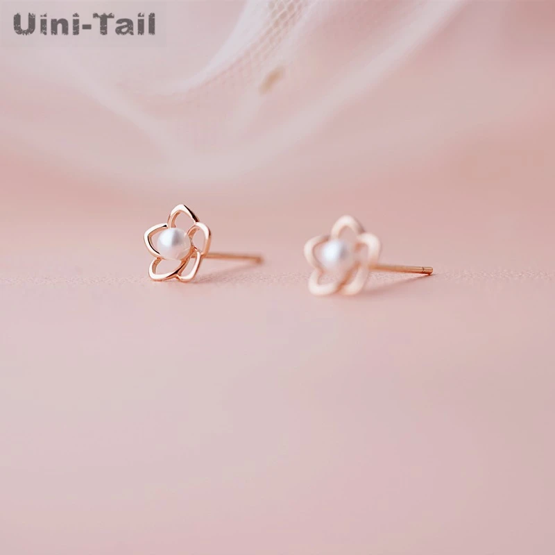 Uini Tail Hot Selling New 925 Tibetan Silver Mountain Camellia Pearl Earrings Fashionable and Unique Flower Earrings ED109