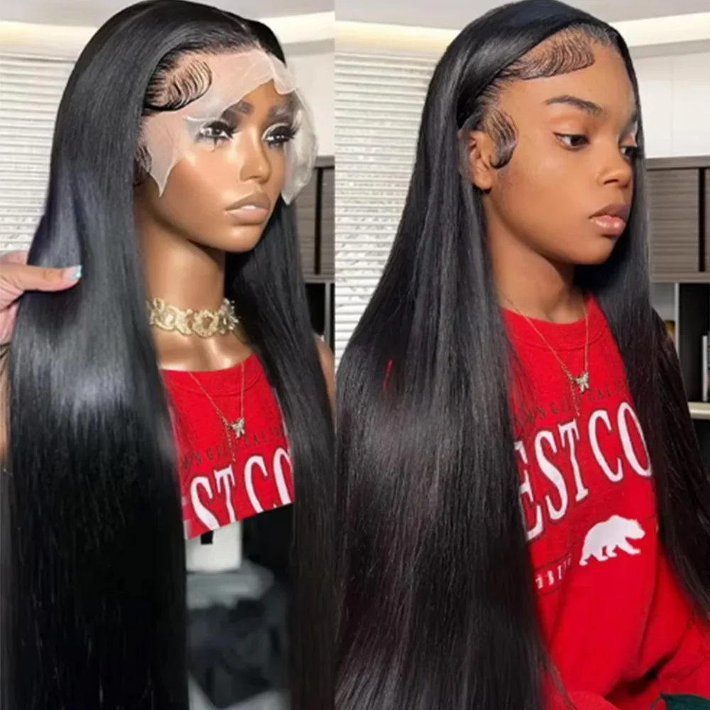 

Парик из натуральных волос с прямой текстурой, плотность 220, 13x6 HD Lace Front, 30-40 дюймов, 13x4 прозрачный бразильский фронтальный парик для женщин, предварительно снятая линия роста волос