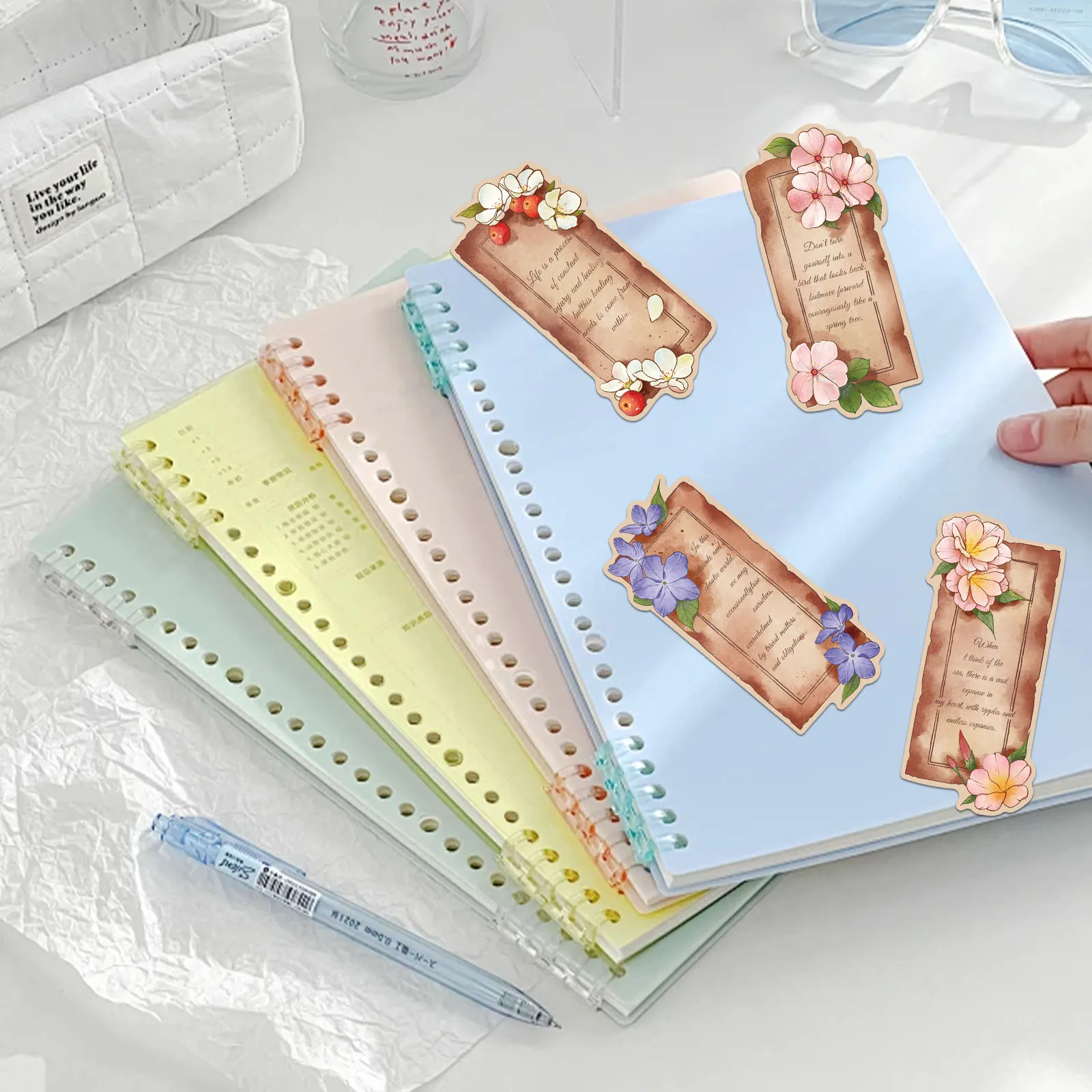 30PCS Retro Flower Core Bookmark Student Book Decoration Reading Label Card Creative Gift