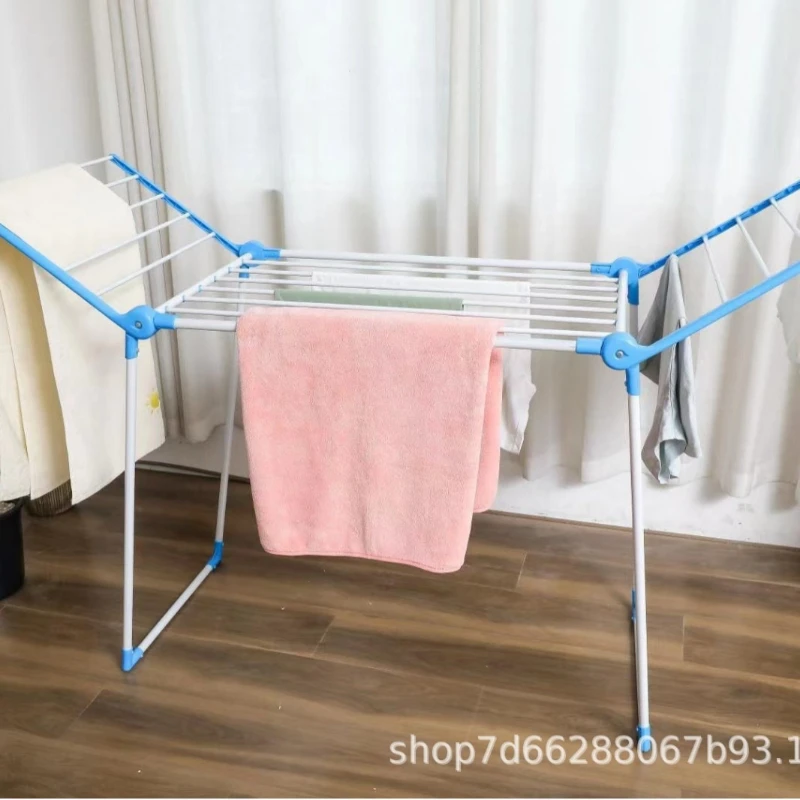 Home Furniture Wing Shaped Floor Drying Multifunctional Hanging Rack Portable Storage Balcony Towel Foldable Drying Coat Racks