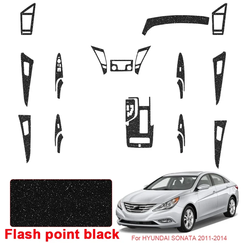

Car Carbon Black Interior Sticker Lifting Window Panel Decal Gear Door Protective Film Accessor For Hyundai SONATA 2011-2014 LHD