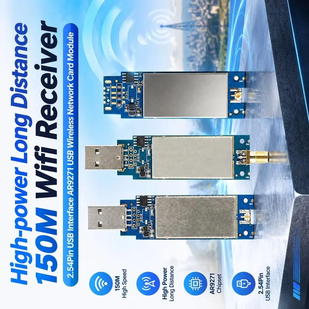 USB Wireless Network Card Module 150M Wifi Receiver High-power Long Distance 2.54Pin USB Interface AR9271