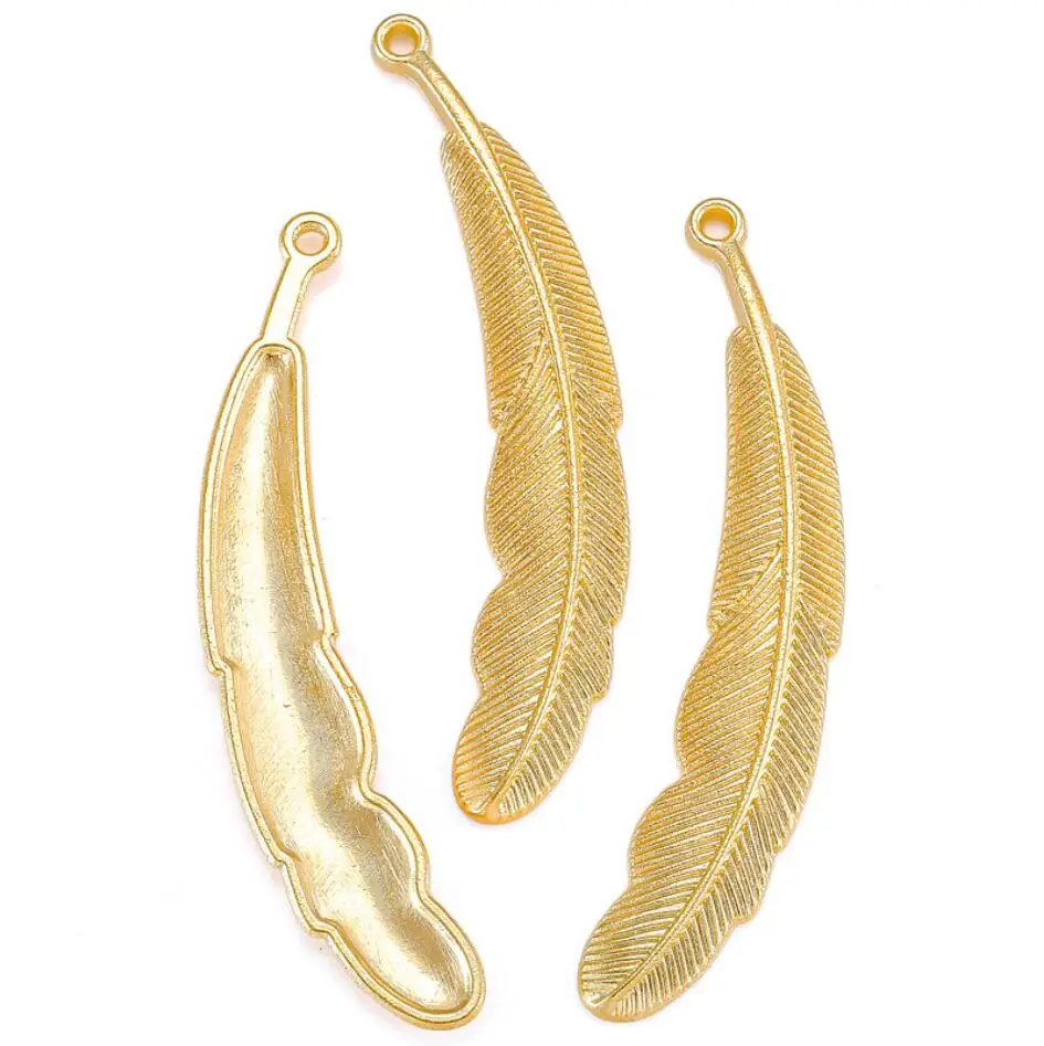 100pcs Charms Double Sided Feather 55*13mm Antique Bronze Silver Color Pendants Making DIY Handmade Tibetan Bronze Jewelry F0365