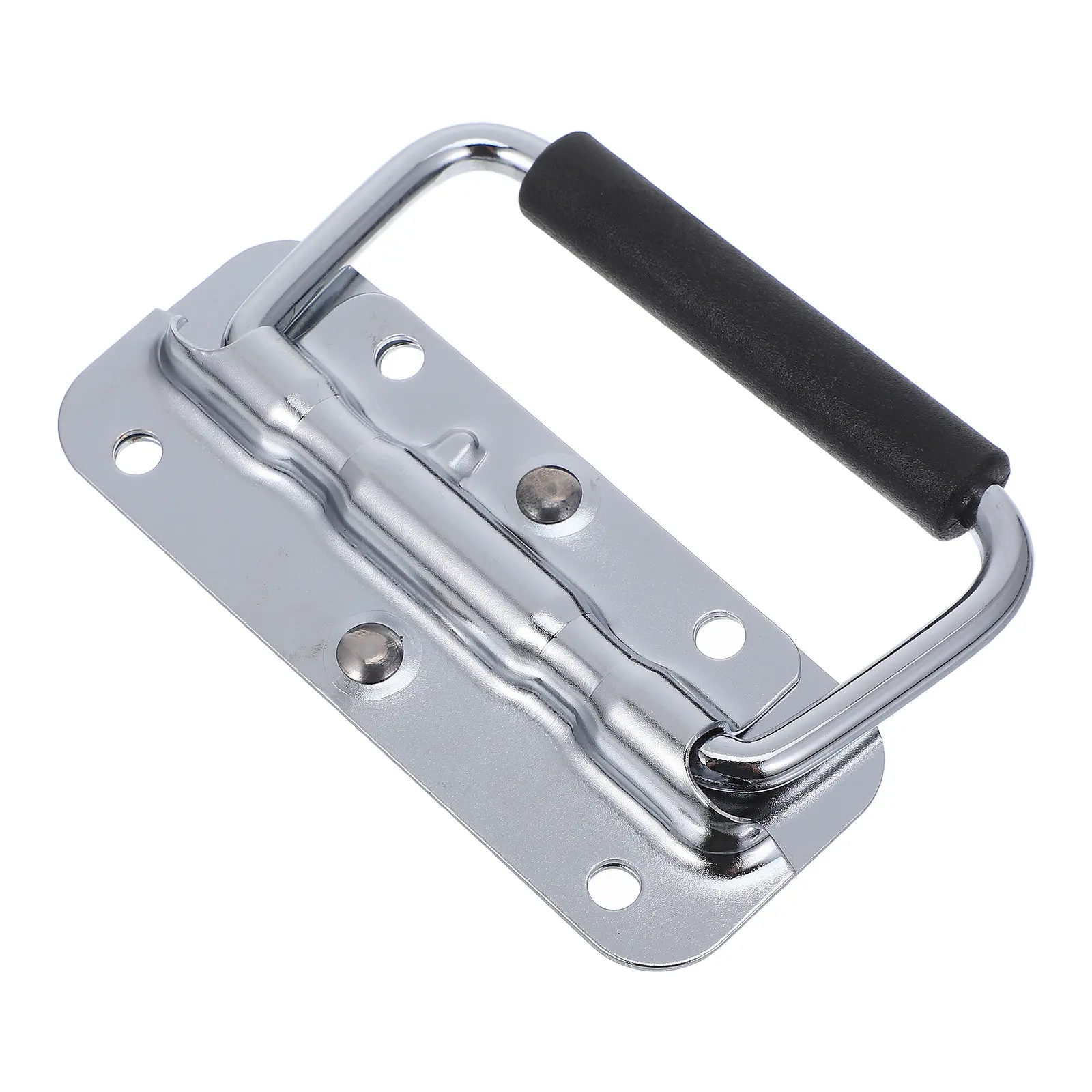 Foldable Toolbox Handle Chrome Plated Iron Spring Grip Heavy Duty Corrosion Resistant Chest Hardware