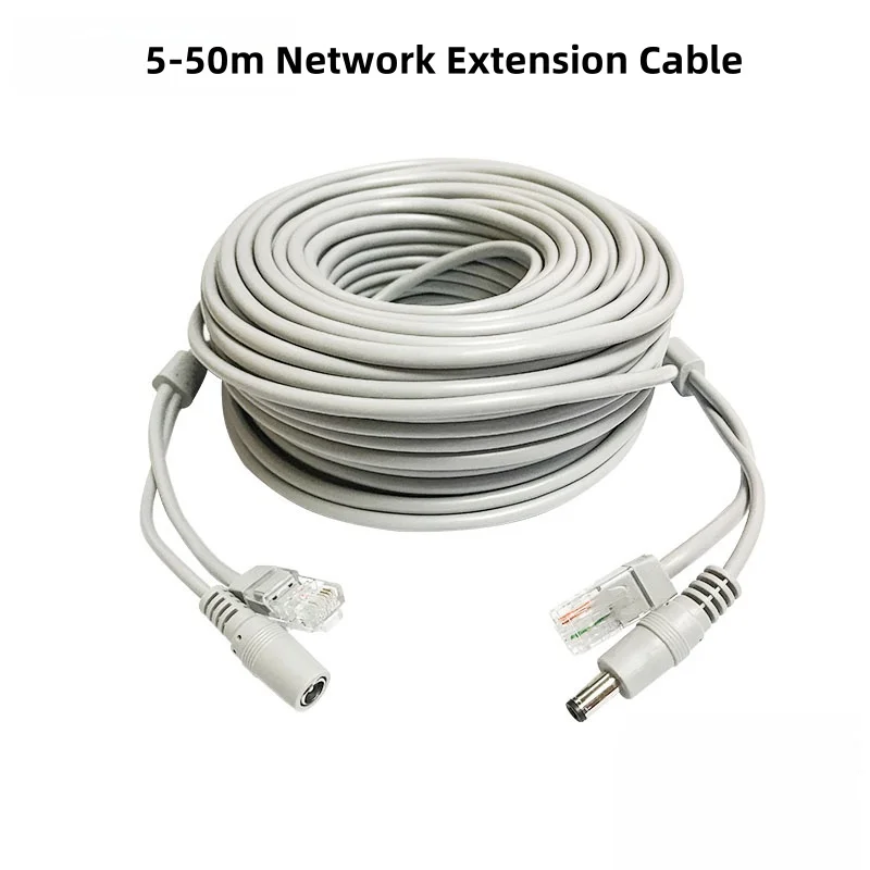 5-50M PoE Network Extension Cable RJ45 DC for IP Cameras NVR CCTV Surveillance Outdoor Flexible Durable Manufacturer Direct