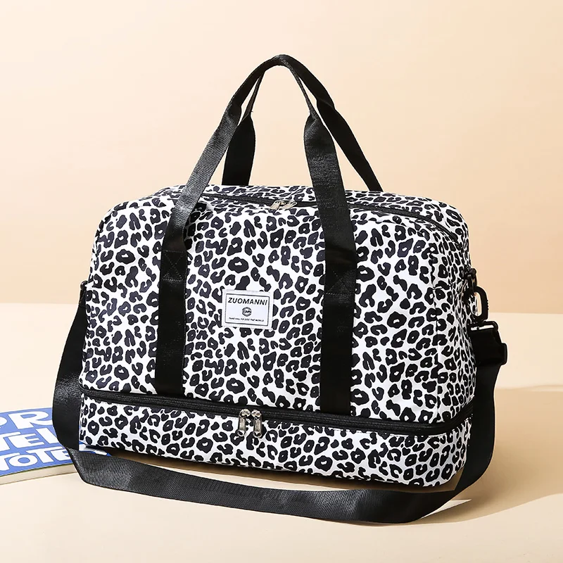 

Большая нейлоновая дорожная сумка-даффл с животным принтом, спортивная сумка для спортзала, портативная женская сумка для выходных и ночевок