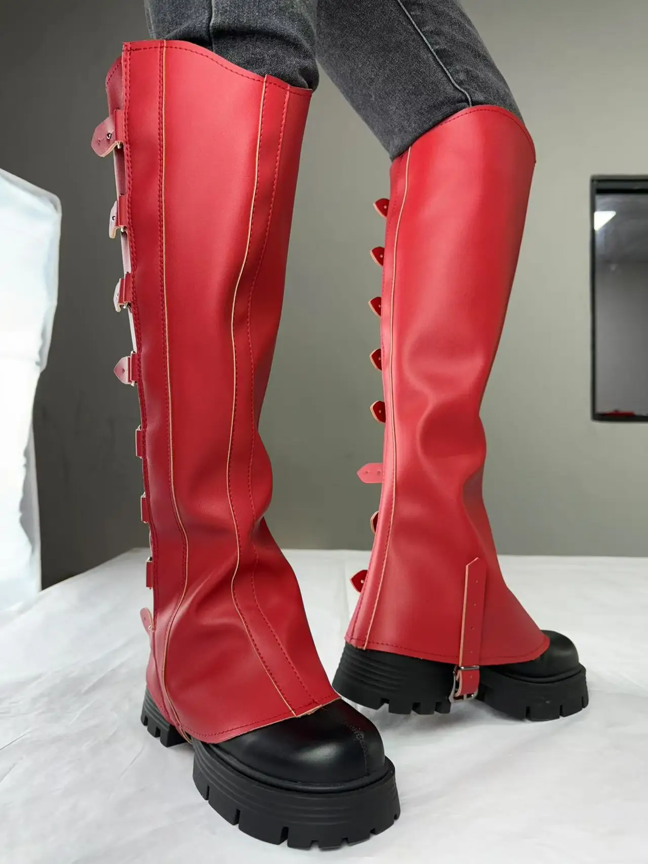 Halloween Neue mittelalterliche grüne Wikinger-Leggings, Piratenstiefel, lange Stiefelüberzug, Cosplay-Stiefel, Fußüberzug, Schuhüberzug, verstellbare Größe