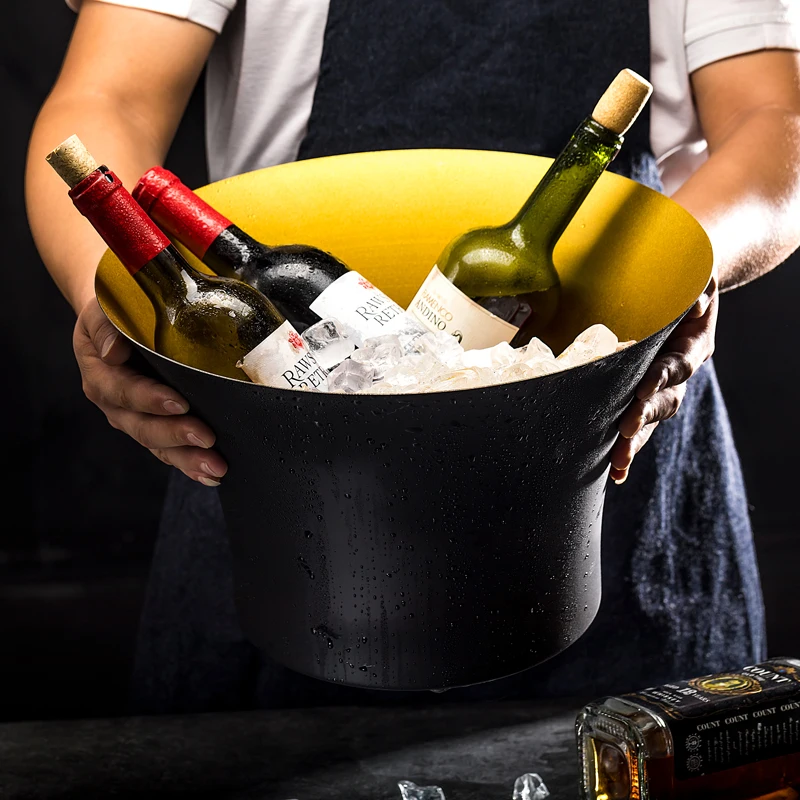 New fashion champagne basin luxury stainless steel ice bucket household large red wine chilled bucket bar ktv ice wine basin