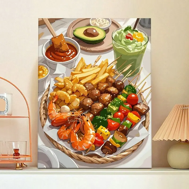 

1 компл. для гурманов, барбекю, сделай сам, цифровая картина маслом, наполнитель, ручная работа, раскраска, украшение для ресторана, подвесная живопись