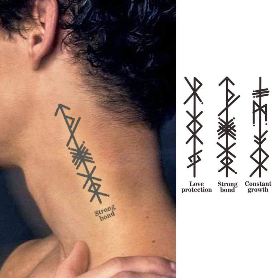 2 Pack Waterproof Viking Tattoo Semi-permanent Tattoos, Hands, Triangle Temporary Tattoos, Finger Tattoos, Lasts 1-2 Weeks
