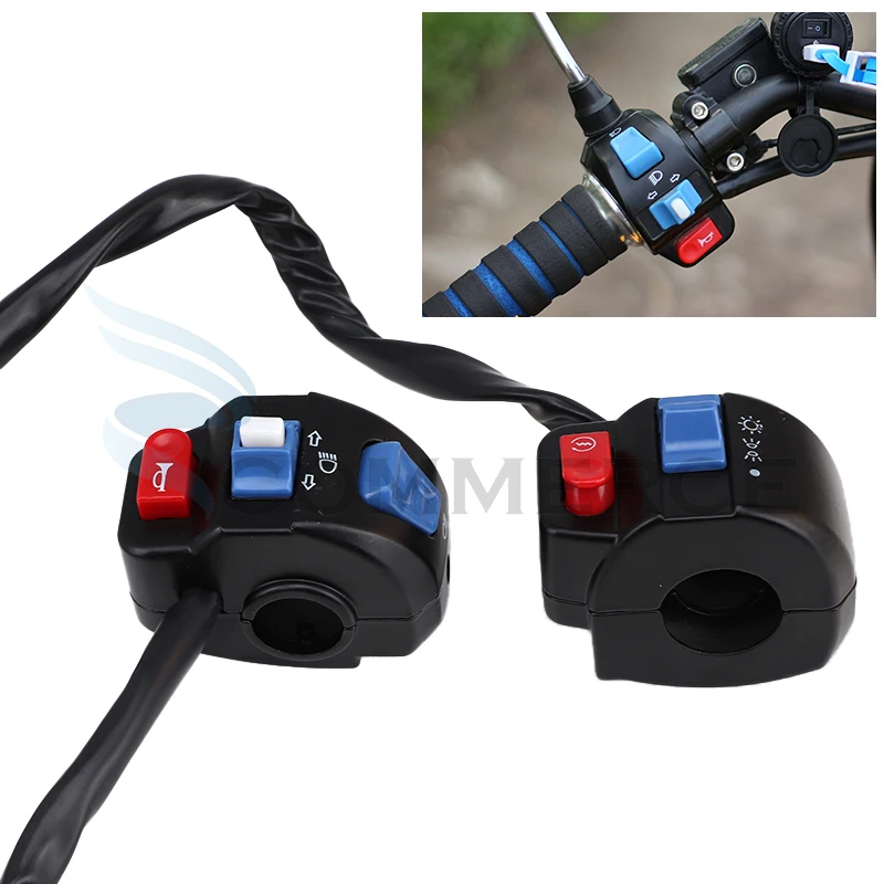 12V Motorcycle 22mm Left & Right Handlebar Control Switch Horn Turn Signal For E-bike Gy6 50cc 125cc 150cc Moped Scooter parts