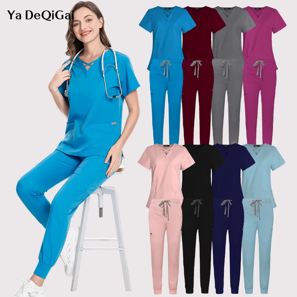 Hot Sale Factory Supplier Nursing Scrubs Set Anti Wrinkle Thick Soft Medical Nurse Uniforms Scrubs Surgical Women Beauty Clothes