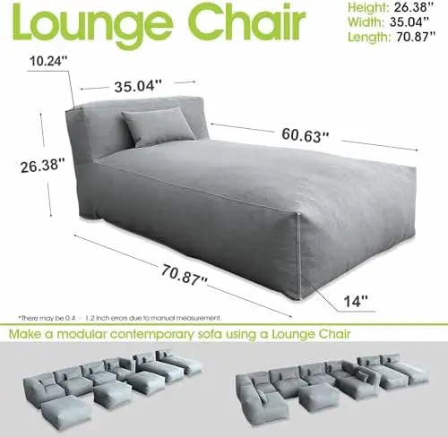 Chaise Lounge Chair Outdoor Bed Lounger Outdoor Couch Sofa for Pool Comfy Patio Furniture Foam Filling Bean Bed Chair view 2